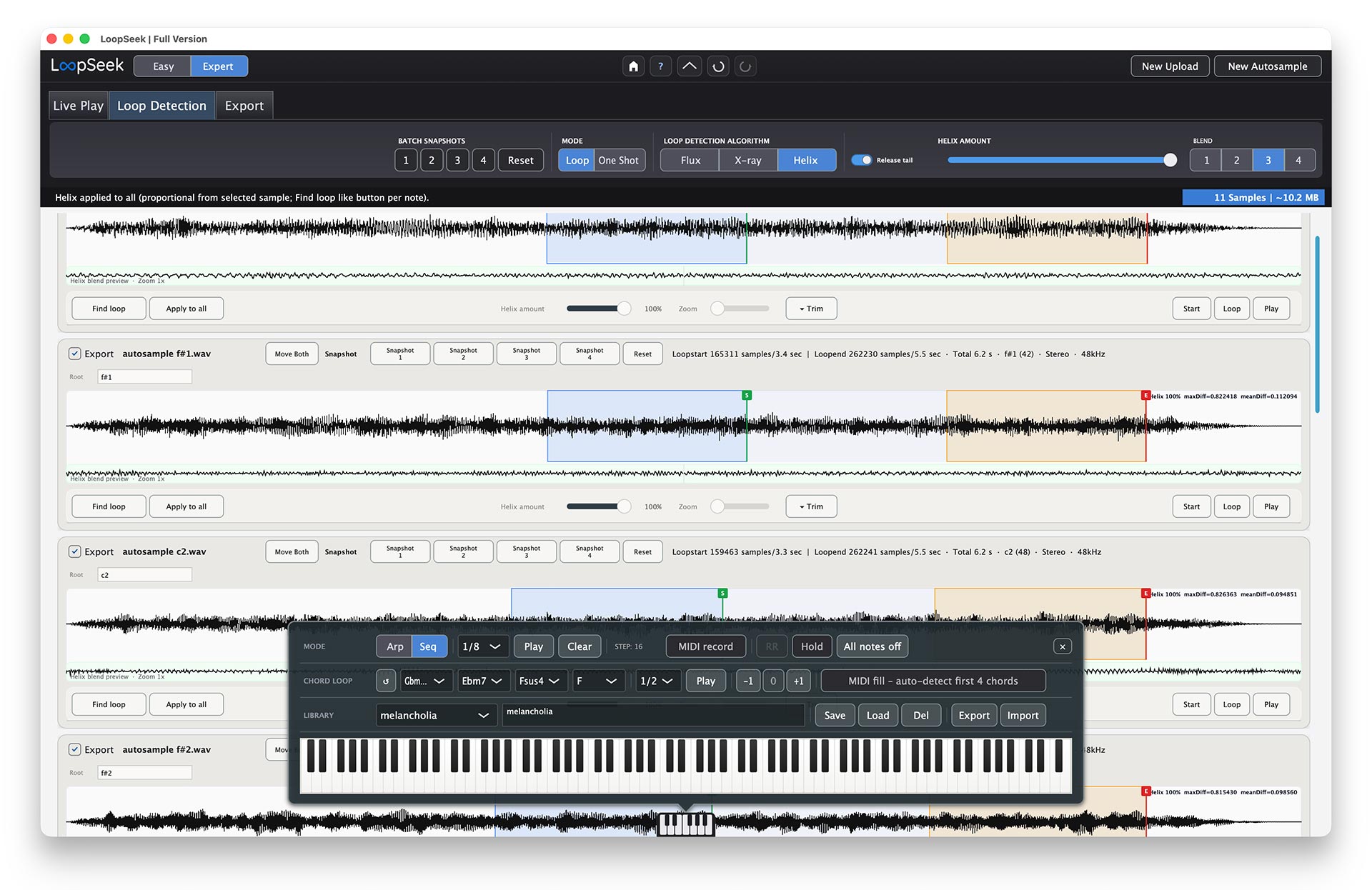 LoopSeek — Loop finding: waveforms and loop controls