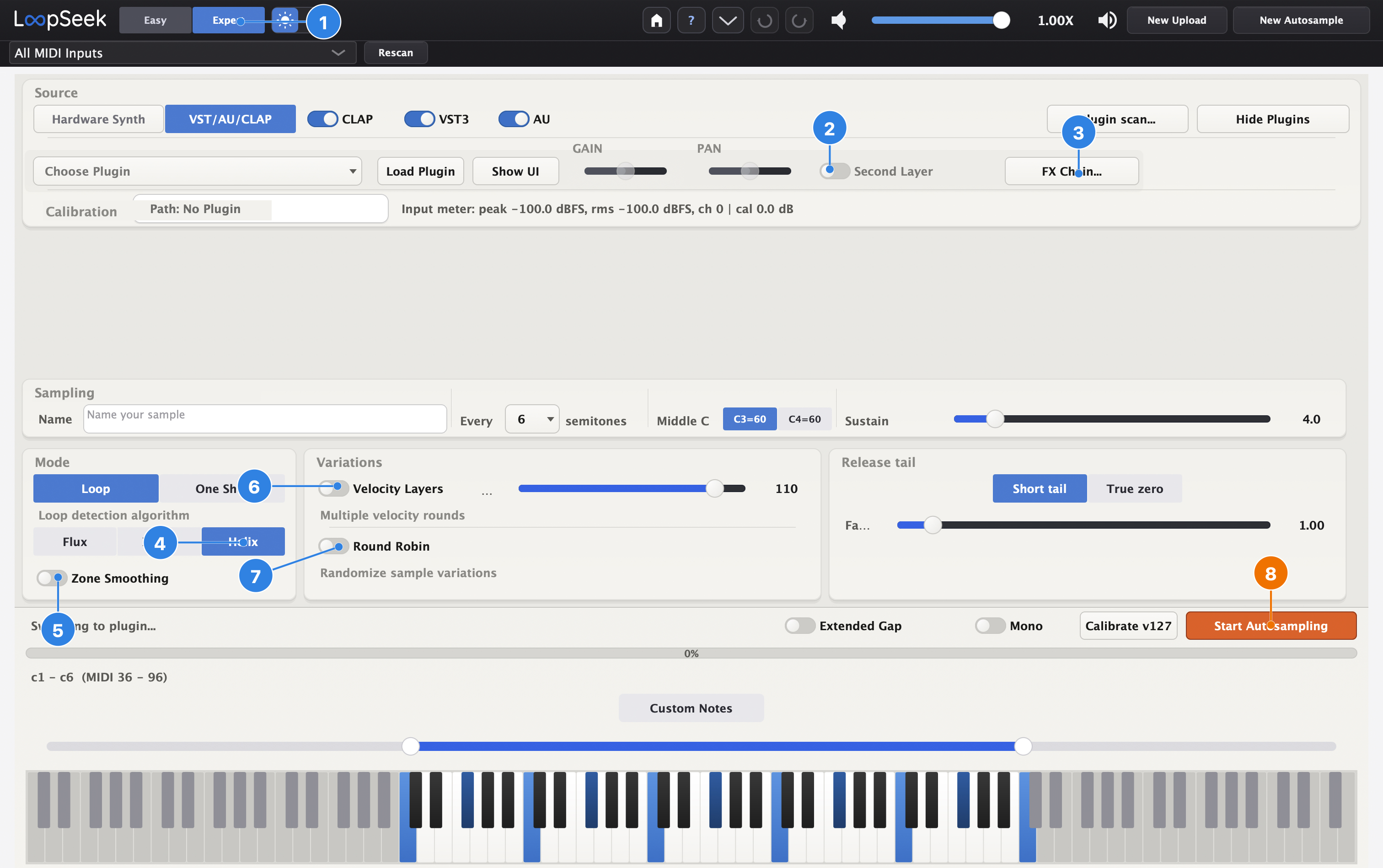 Expert Autosample overview with pins