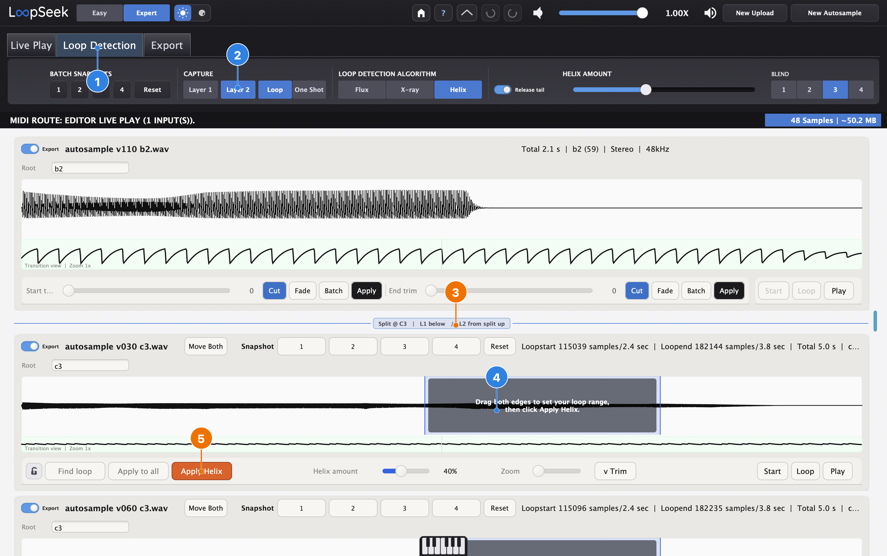 Editor split view with pins